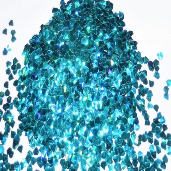 Aqua holographic 3D effect jewel shape