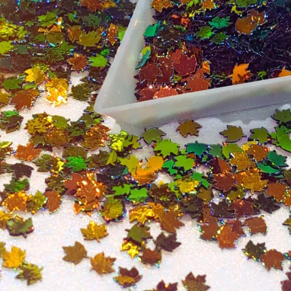 Chameleon Maple Leaf Glitter Shapes 4mm Size