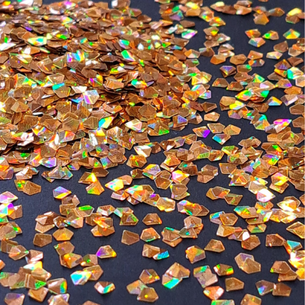 Gold Holographic 3D Effect Jewel Shapes 3mm Size