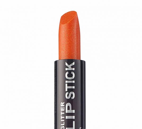 orange glitter lipstick