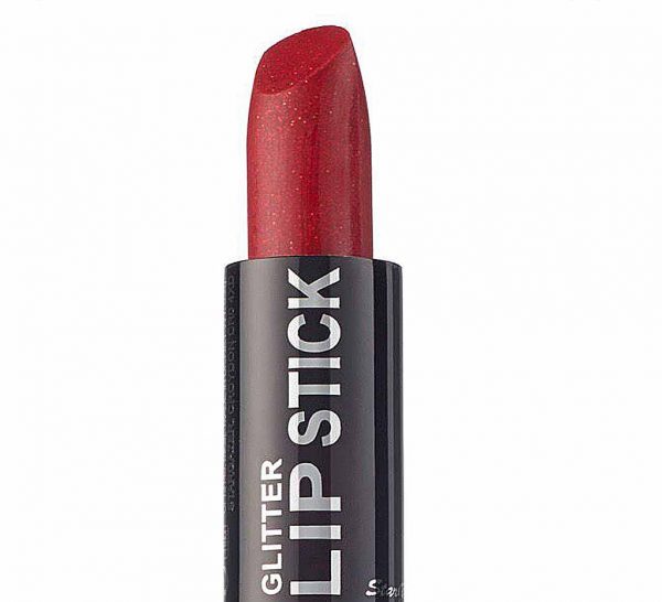 red glitter lipstick