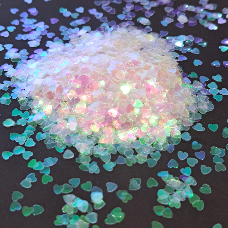 Unicorn Colour Changing Iridescent Glitter Heart Shapes, Love Hearts Glitter Sequins - Image 4