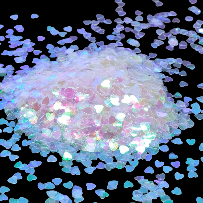 Unicorn Colour Changing Iridescent Glitter Heart Shapes