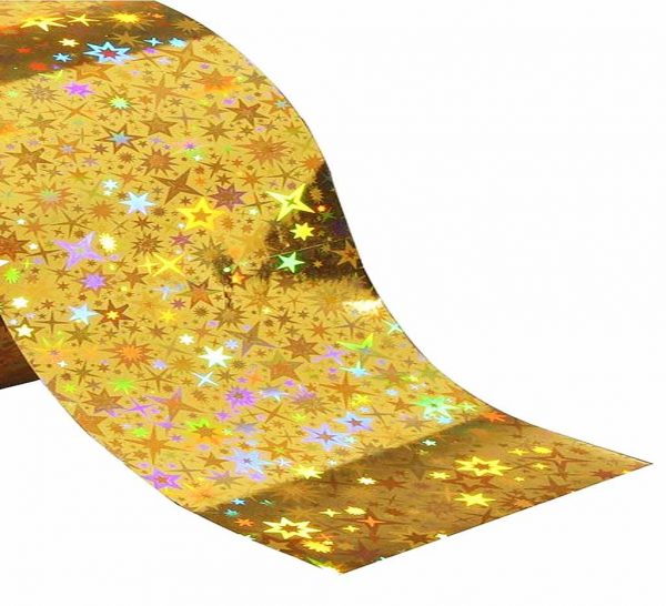 Gold Holographic Stars Transfer Foil - 1 Metre Length