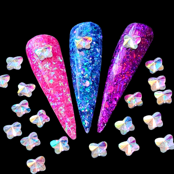 AB Butterfly Crystal Nail Art Charms, Crystal Butterfly Nail Charms - Image 2