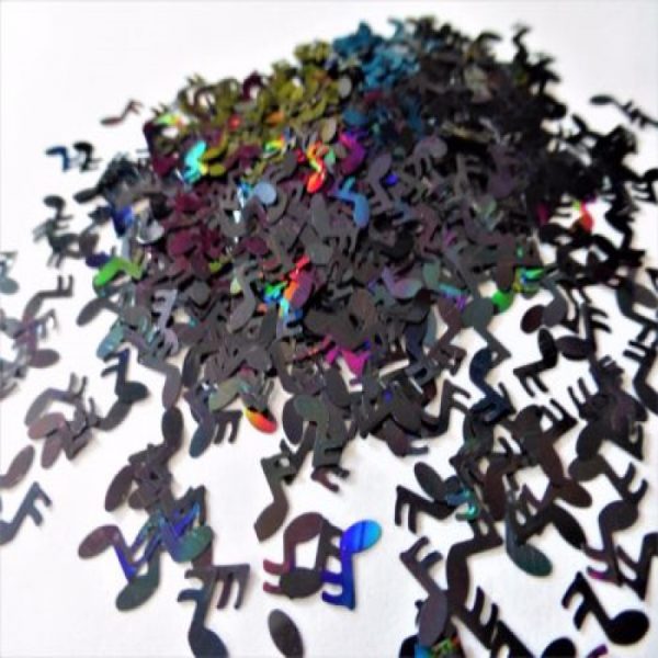 Music Note Shapes Black Holographic