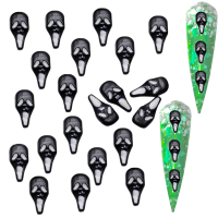 Black Skull Mask Nail Art Charms Halloween Scream Mask Nail Art Charms, Black Skulls Nail Charms