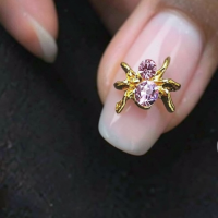 Spider Nail Art Charms With Pink Crystal Body x 1