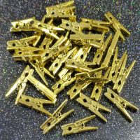 Christmas Card Holder x 36 Mini Pegs Silver or Gold Includes Cord - Gold