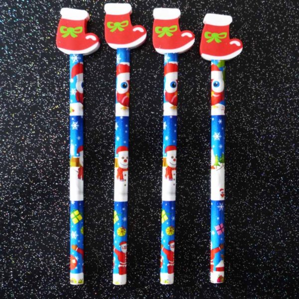 Christmas Stocking Pencils With Eraser x 4