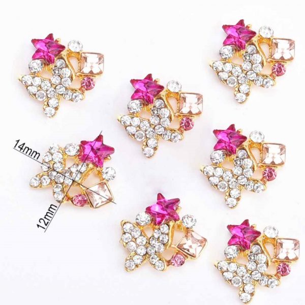 Star Pink Crystal Nail Art Charms x 1 Piece Design 9