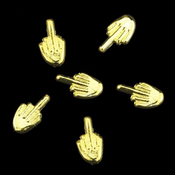 Gold Hand Nail Art Charms Gold Pointing Finger Nail Art Charms x 1 Piece