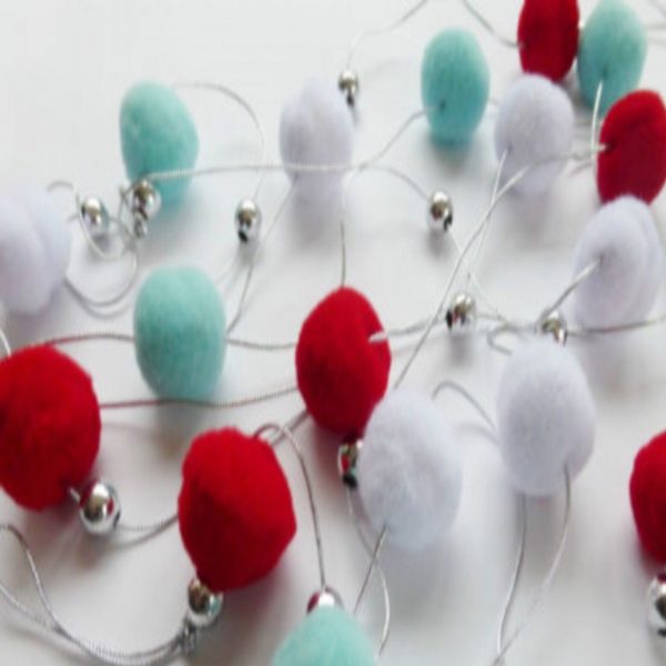 Christmas Pom Pom Bead Garland 2.7 Metres