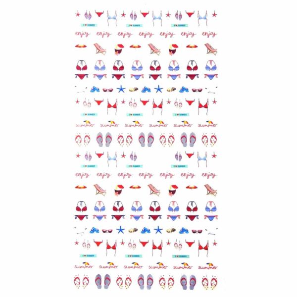 Anchor & Bikini Summer Nail Art Water Decals 4 Design Choices