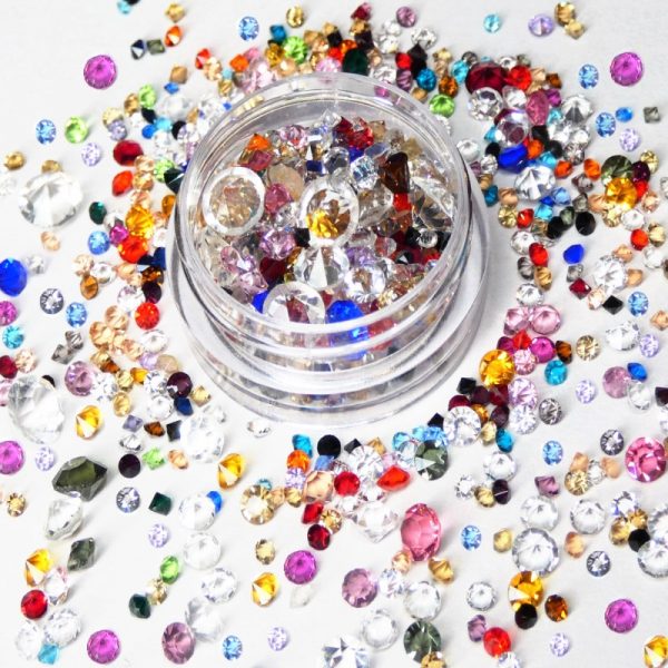 Mixed Pointed Rhinestone Crystals  Approximately 400 In A Pot
