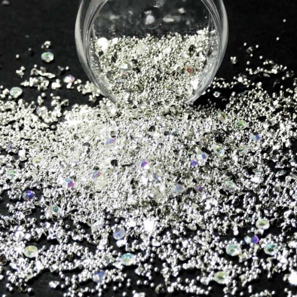 Silver Burst A Mix Of Crystals, Caviar Beads And Crushed Glass