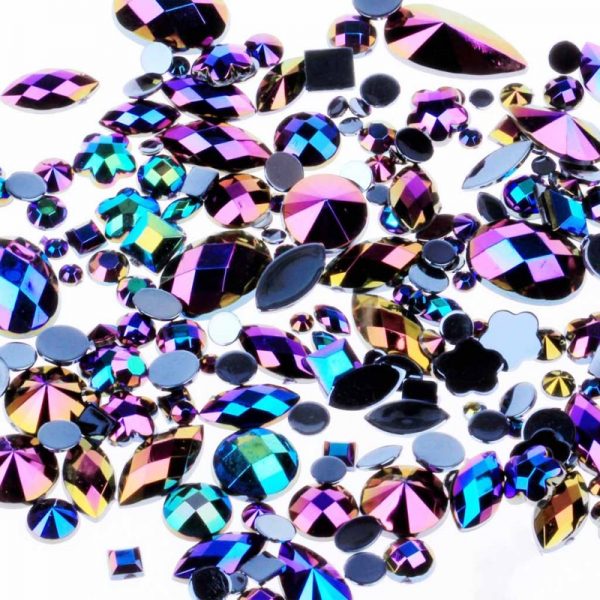 AB black acrylic jewel gems