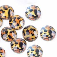 round leopard print rhinestones