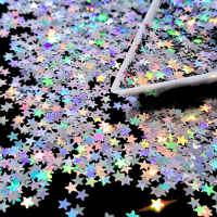 Silver Holographic Glitter Stars 3mm
