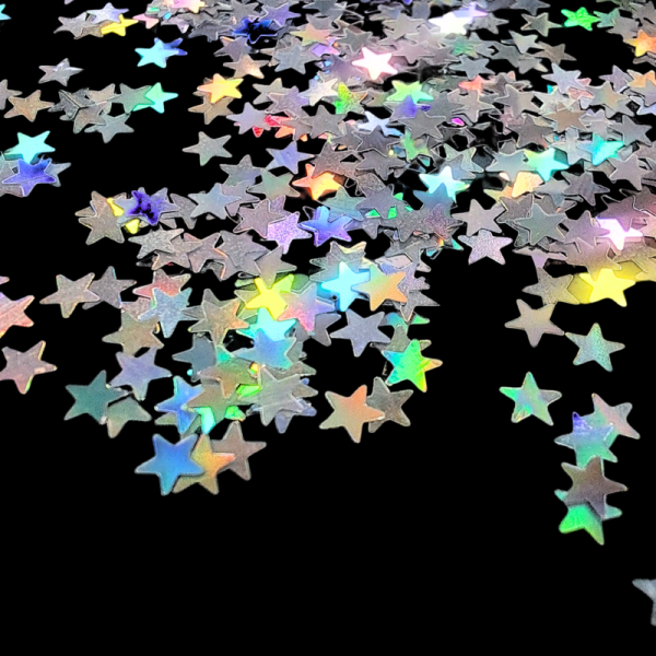 Silver Holographic Glitter Stars 3mm Size, Glitter Star Sequin Shapes - Image 5