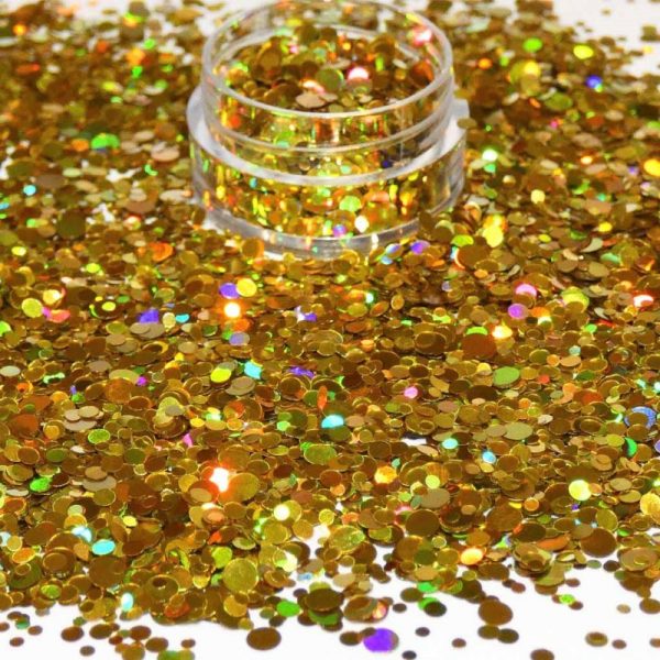 Gold Holographic Dot Mix 1mm 2mm 3mm