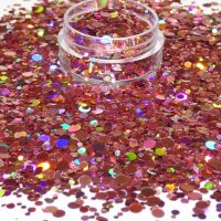 Pink Holographic Dot Mix 1mm 2mm 3mm