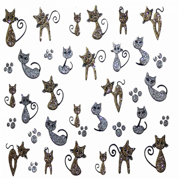 Design 6 Glitter Sticker cat and paw prints