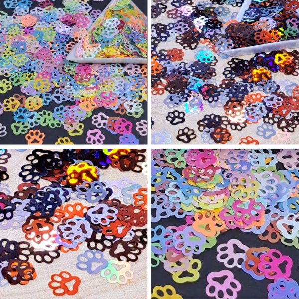 Paw Print Glitter Shapes Holographic Multicoloured Glitter Sequins - Image 3