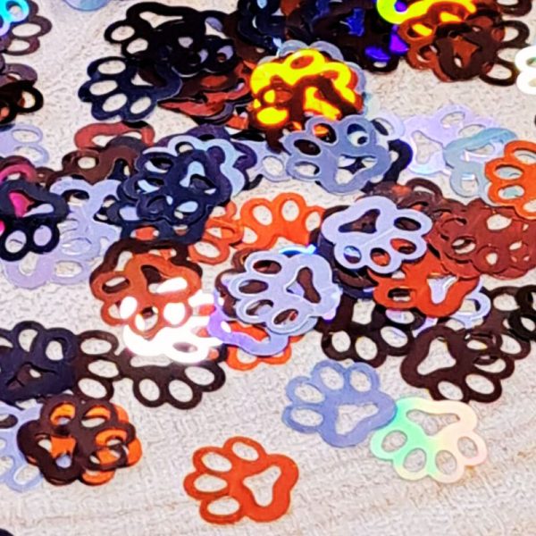 Paw Print Glitter Shapes Holographic Multicoloured Glitter Sequins - Image 2