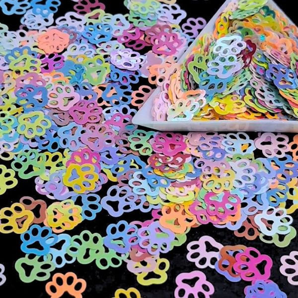 Paw Print Glitter Shapes Pastel Multicoloured