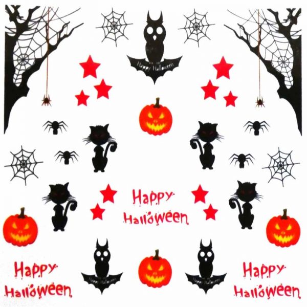 Black Cat Halloween Nail Art Water Decals Design A1105