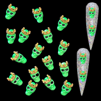 Halloween Skull Nail Art Charms, Green Skulls Nail Charms