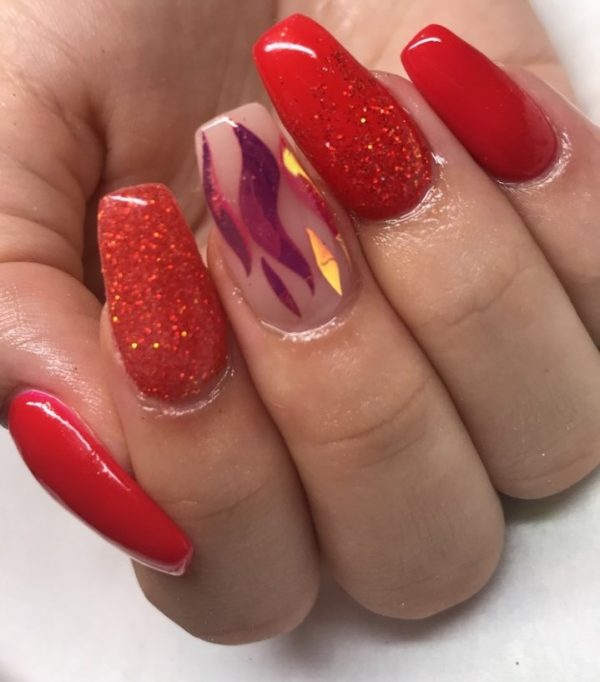 Flame Vinyl Nail Decal Stickers 16 Colour Choices 46 Stickers Per Sheet 8 Designs - Image 2