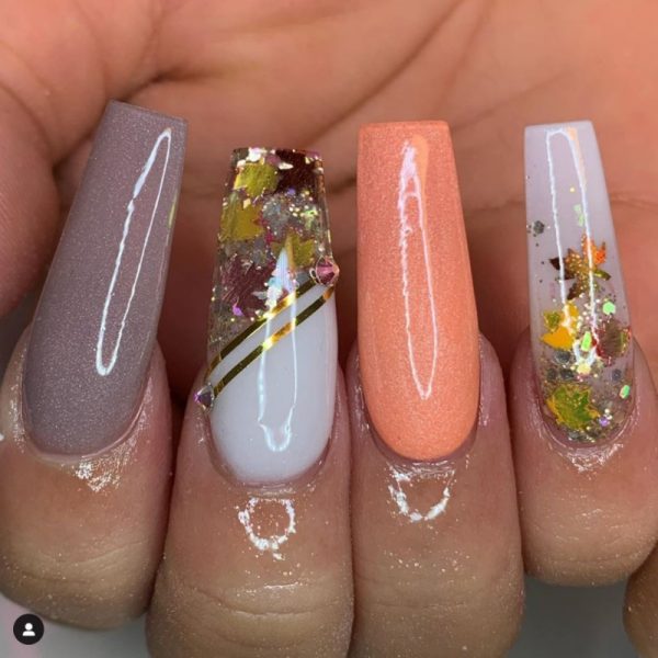 Maple Leaf Glitter Shapes Rose Gold and Chocolate Holographic - Image 2