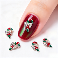 Christmas Silver Candy Cane Alloy Crystal charms