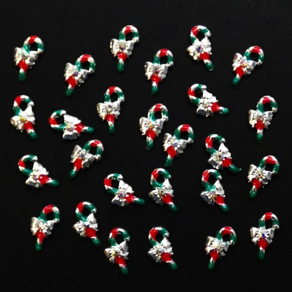 Christmas Silver Candy Cane Alloy Crystal