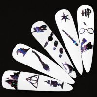 Harry Potter Nail Art Stickers 50 Per Sheet Harry Potter Craft Stickers - Charcoal Holographic
