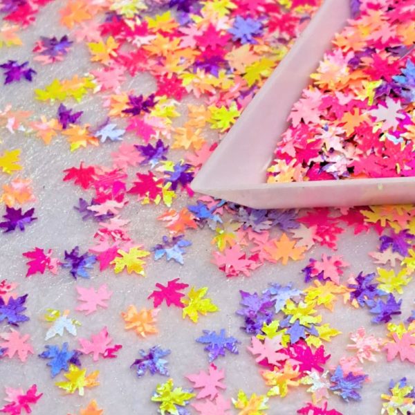 Maple Leaf Glitter Shapes Assorted Colours