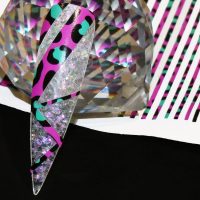Leopard Print Line Vinyl Stickers - Pink And Aqua
