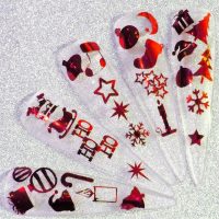 Flaming Red Holographic Xmas Stickers