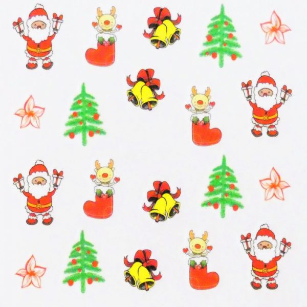 Santa Bell And Tree Water Decal 158