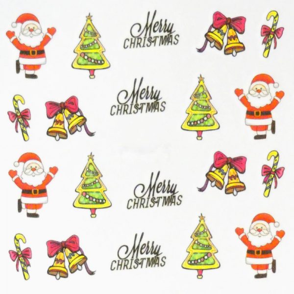 Bell Santa and Tree Water Decal 154