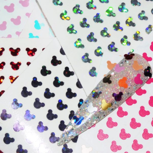 Mickey Mouse Head Nail Art Stickers 132 Stickers Per Sheet 17 Colour Choices