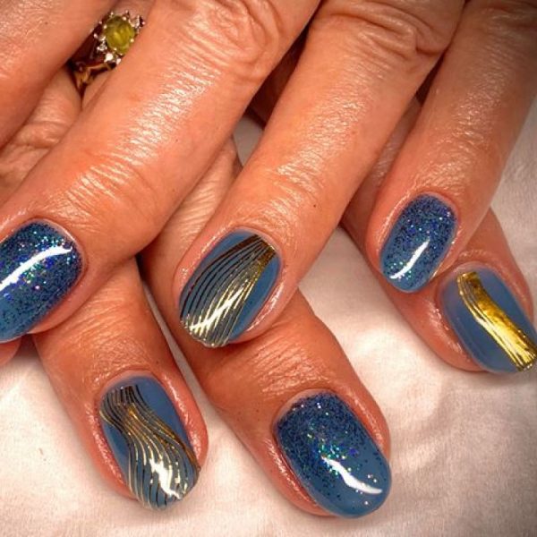 Rose Gold And Black Wave Line Nail Art Stickers - Image 3