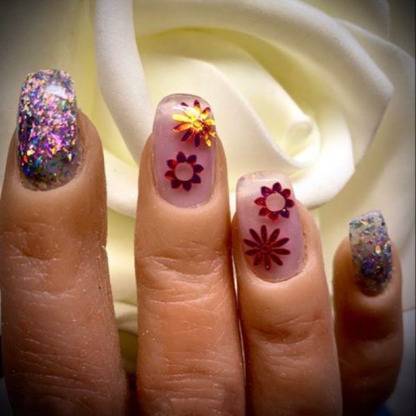 Flower Vinyl Nail Art Stickers 17 Colour Choices 77 Stickers Per Sheet 16 Design Styles - Image 2