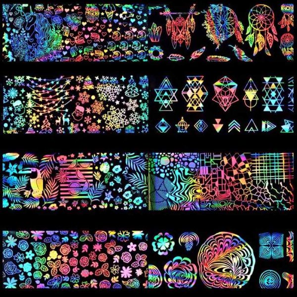 8 Piece Silver Holographic Assorted DesignsTransfer Foil