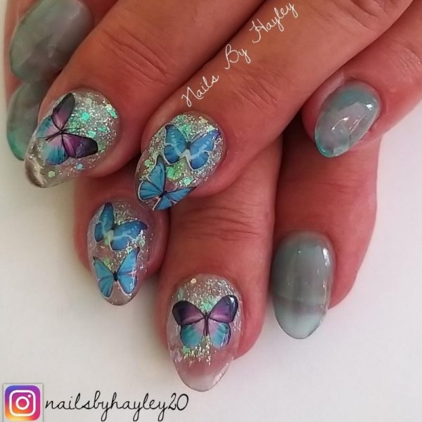 Blue Butterfly Nail Art Water Decals Design 1013 - Image 4