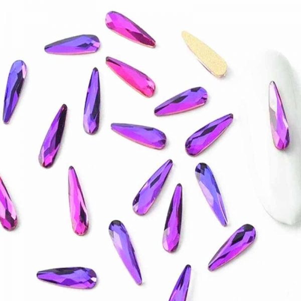 Purple Flame Teardrop Crystals