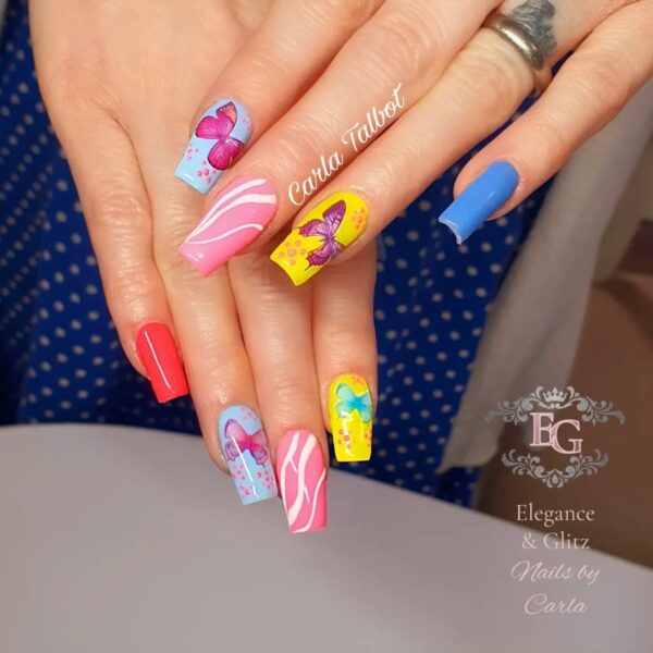 Bright Butterfly Nail Art Water Decals Design 996 - Image 2