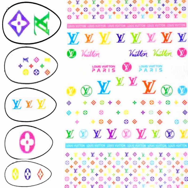 Designer Nail Sticker - Rainbow LV